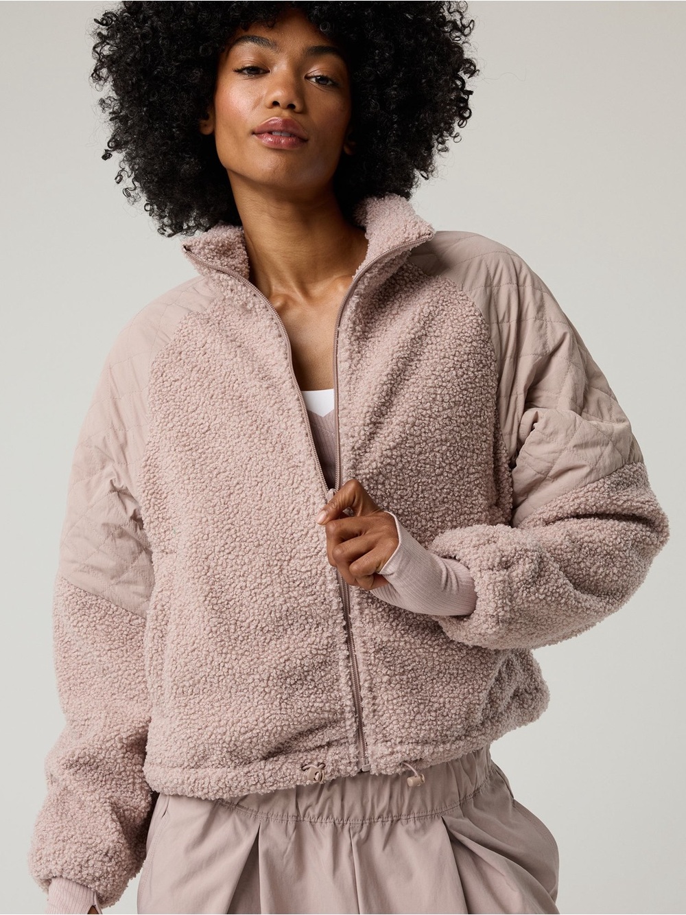 OFFLINE By Aerie Fluff Love Full Zip Jacket Women's in Pebble